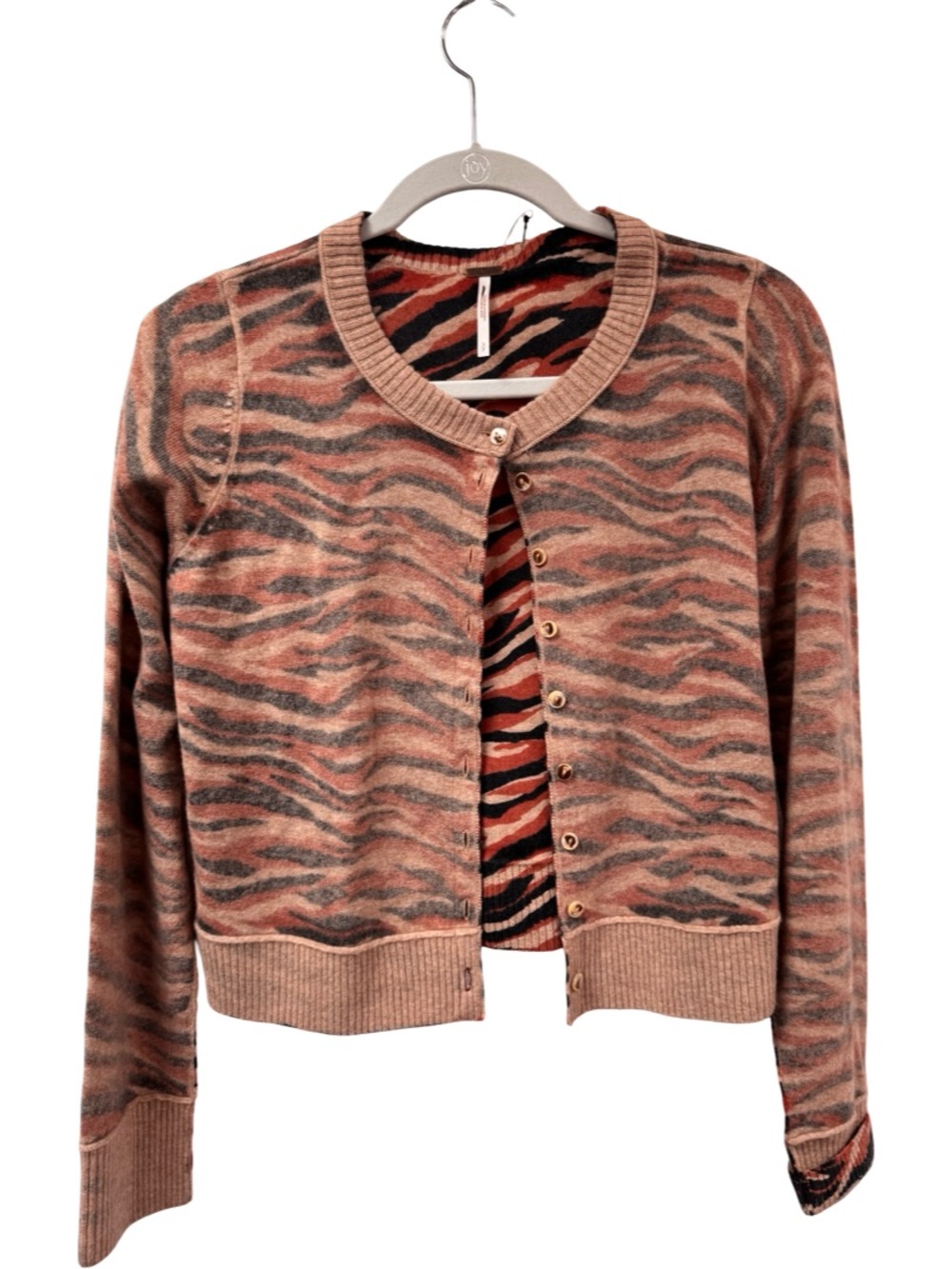 Free People Tiger Stripe Cashmere Blend Knit Cardigan Small - Picture 1 of 7